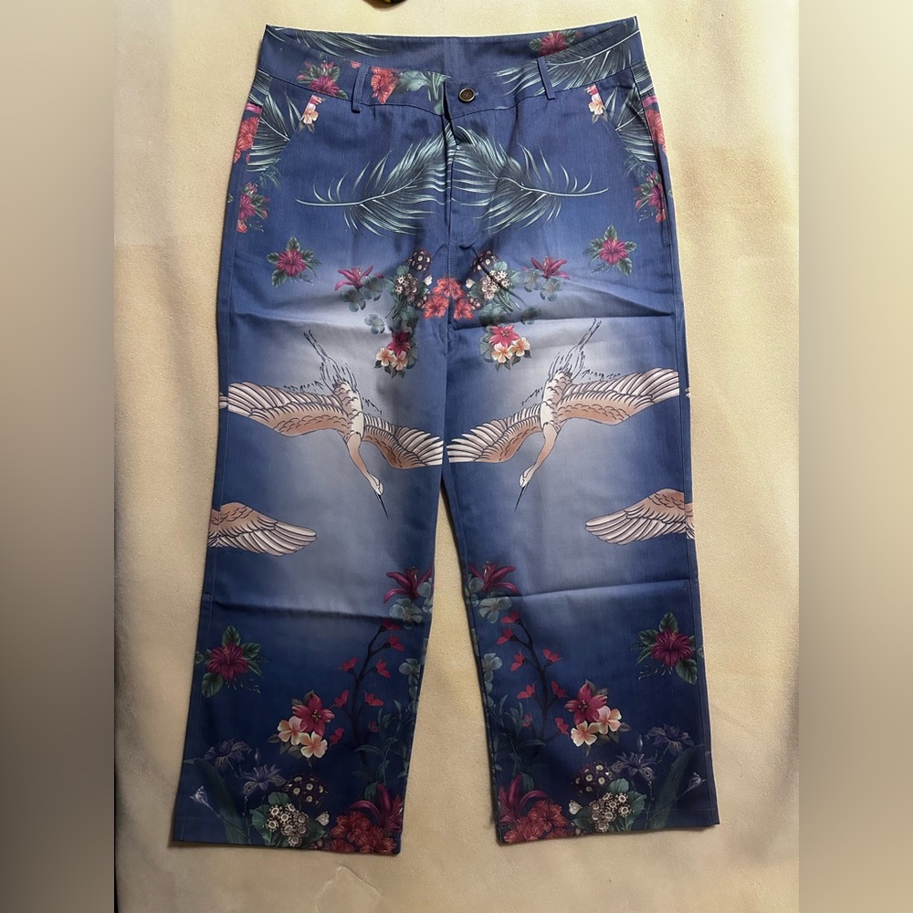 #485 Floral and Crane Patterned Women’s Pants
Measurements in pictures